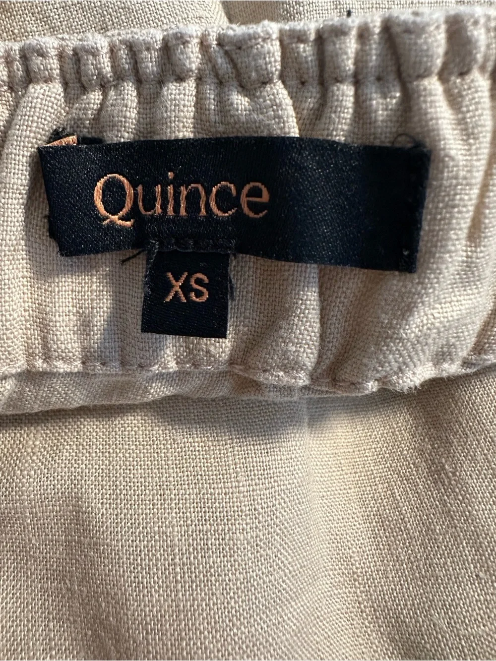 Quince Light Beige Sleeveless Linen Jumpsuit with Tie Waist No Belt adjustable